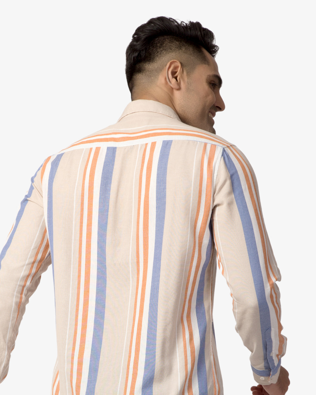 Super Pumped - Beige & Blue Bold Stripe Shirt