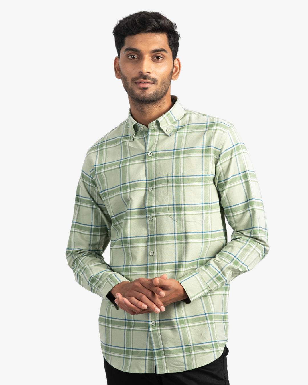 Classic Oxford Light Green Plaid Shirt