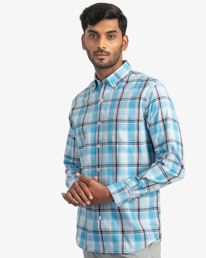 Classic Oxford Sky Blue Plaid Shirt