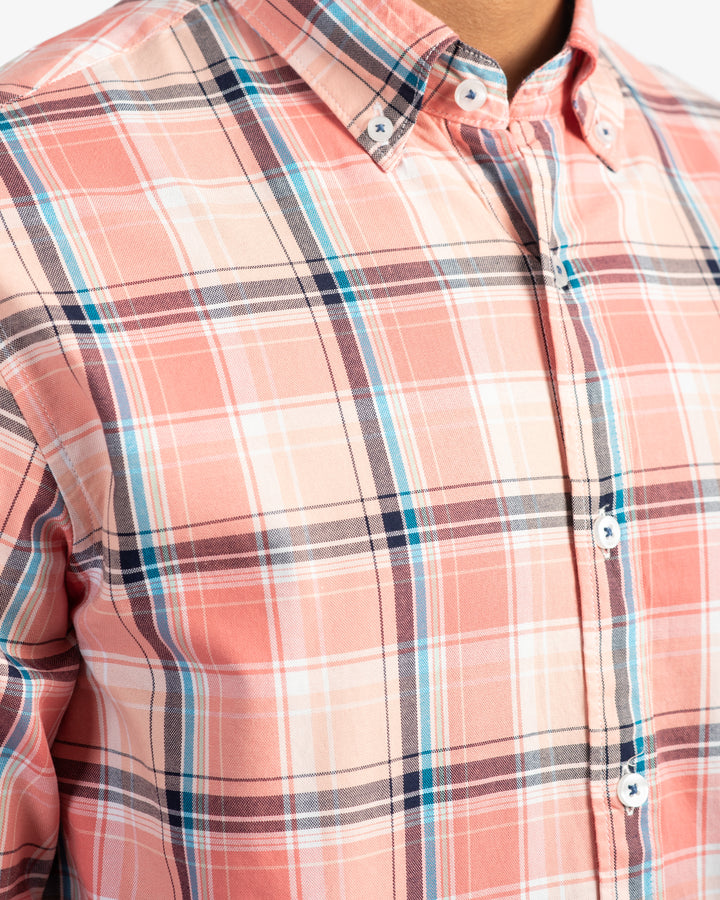 Classic Oxford Peach Plaid Shirt