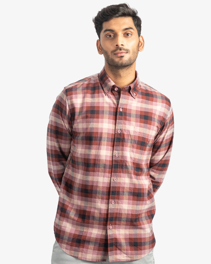 Classic Oxford Burgundy Plaid Shirt