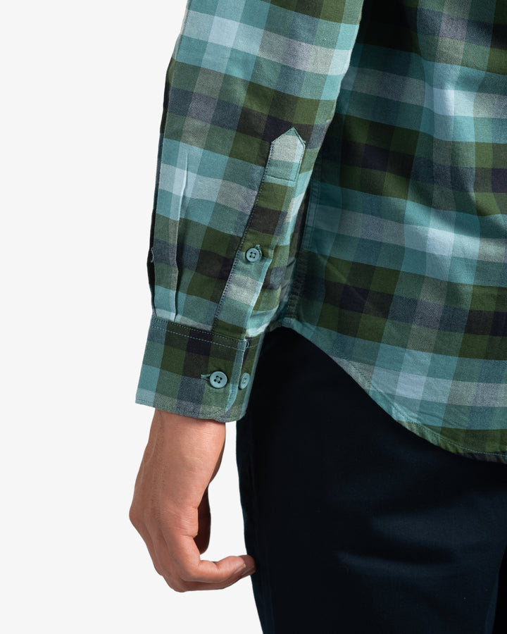 Classic Oxford Green and Black Plaid Shirt