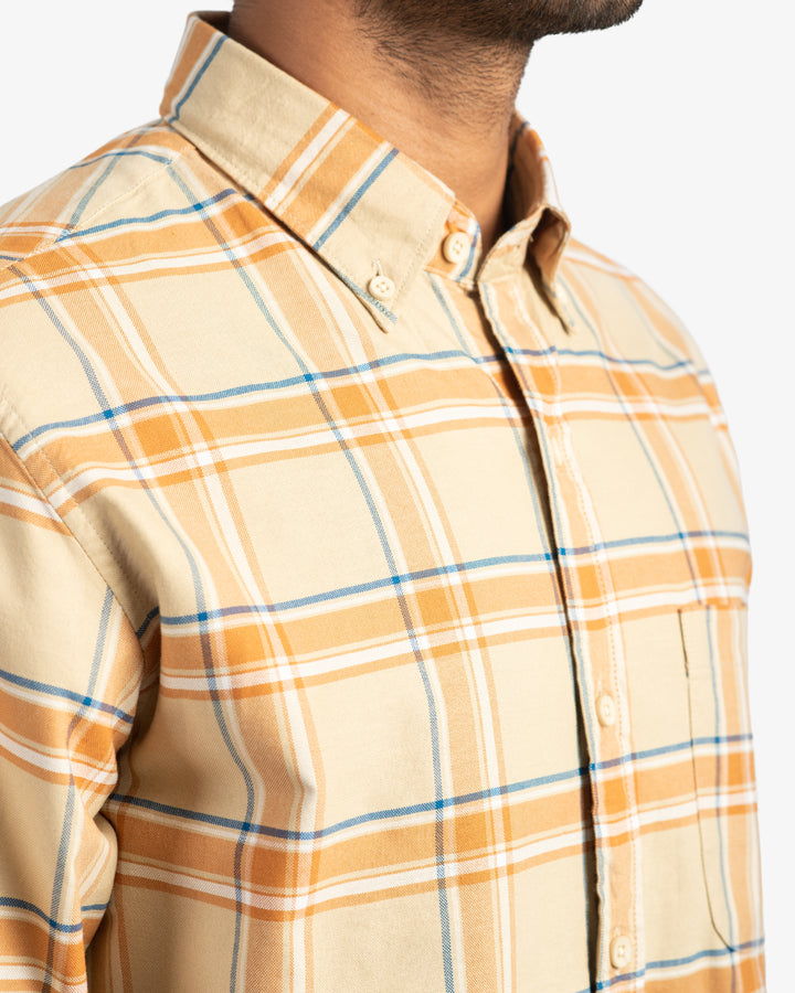 Classic Oxford Beige Plaid Shirt