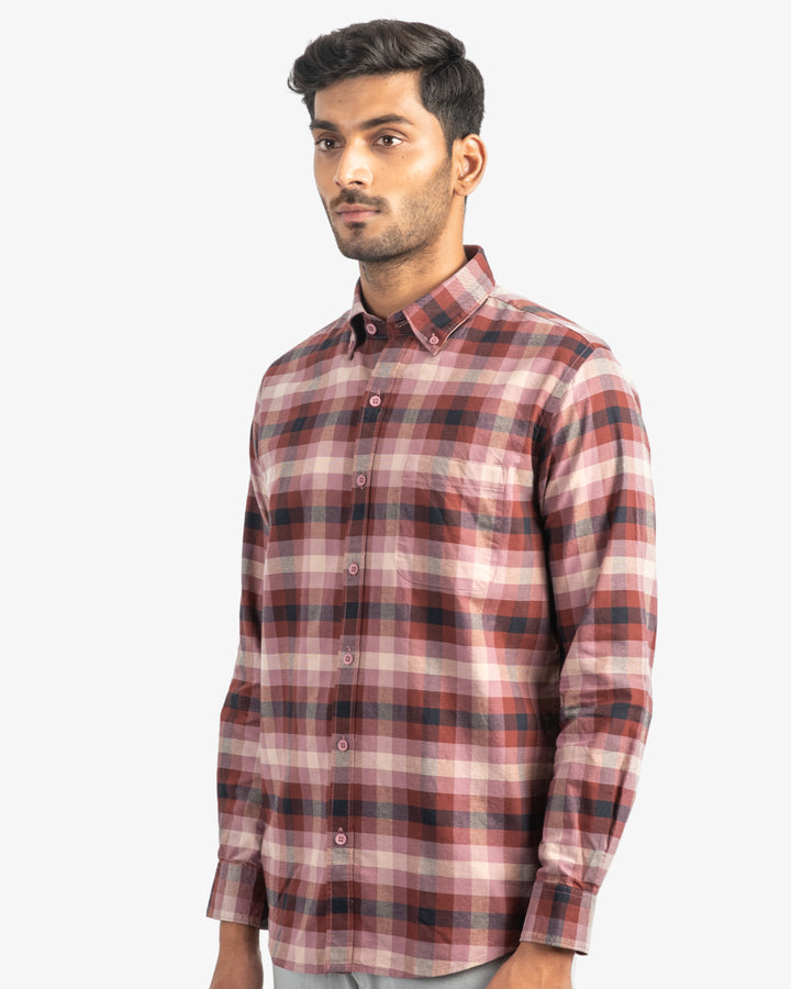 Classic Oxford Burgundy Plaid Shirt