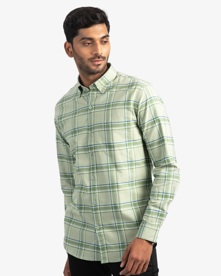 Classic Oxford Light Green Plaid Shirt