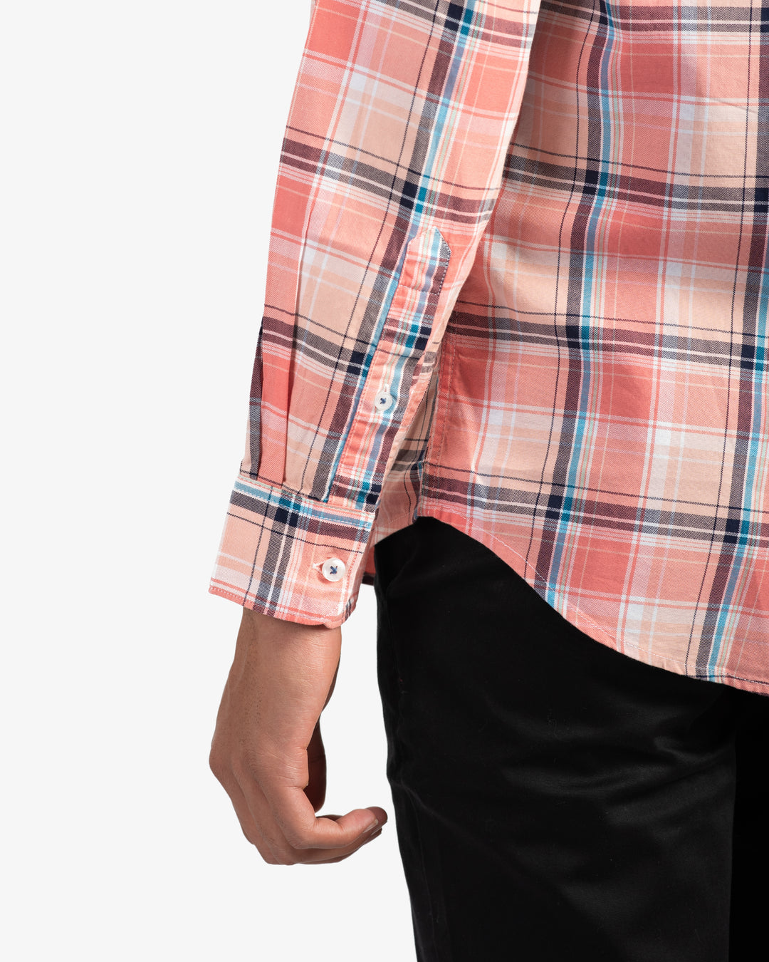 Classic Oxford Peach Plaid Shirt