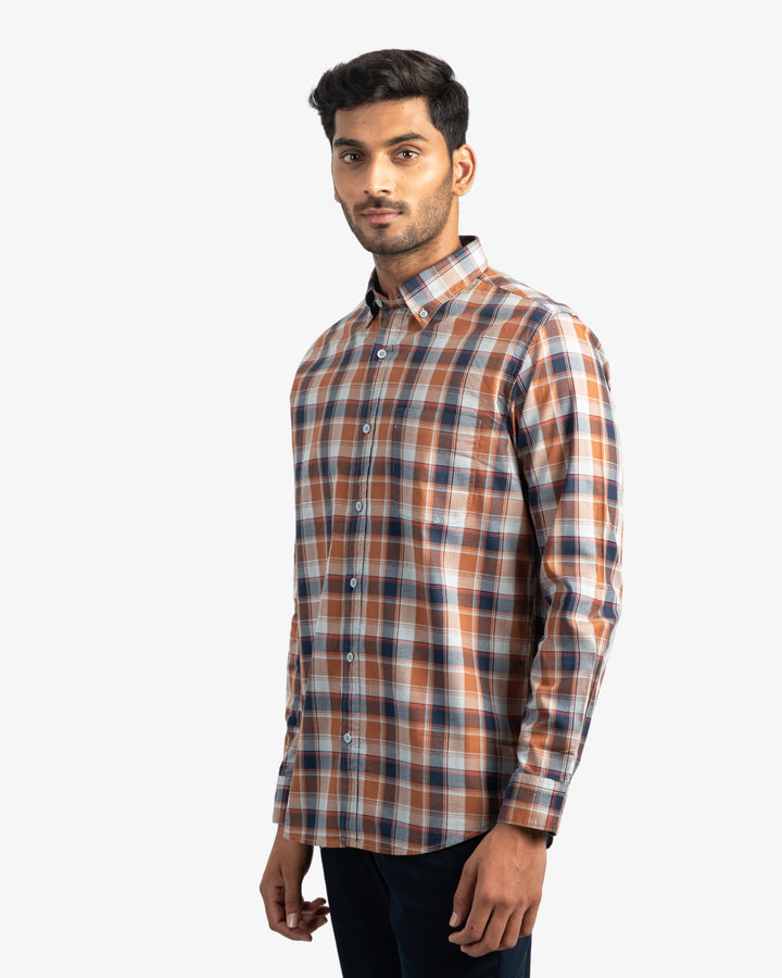 Classic Twill Rust Plaid Shirt