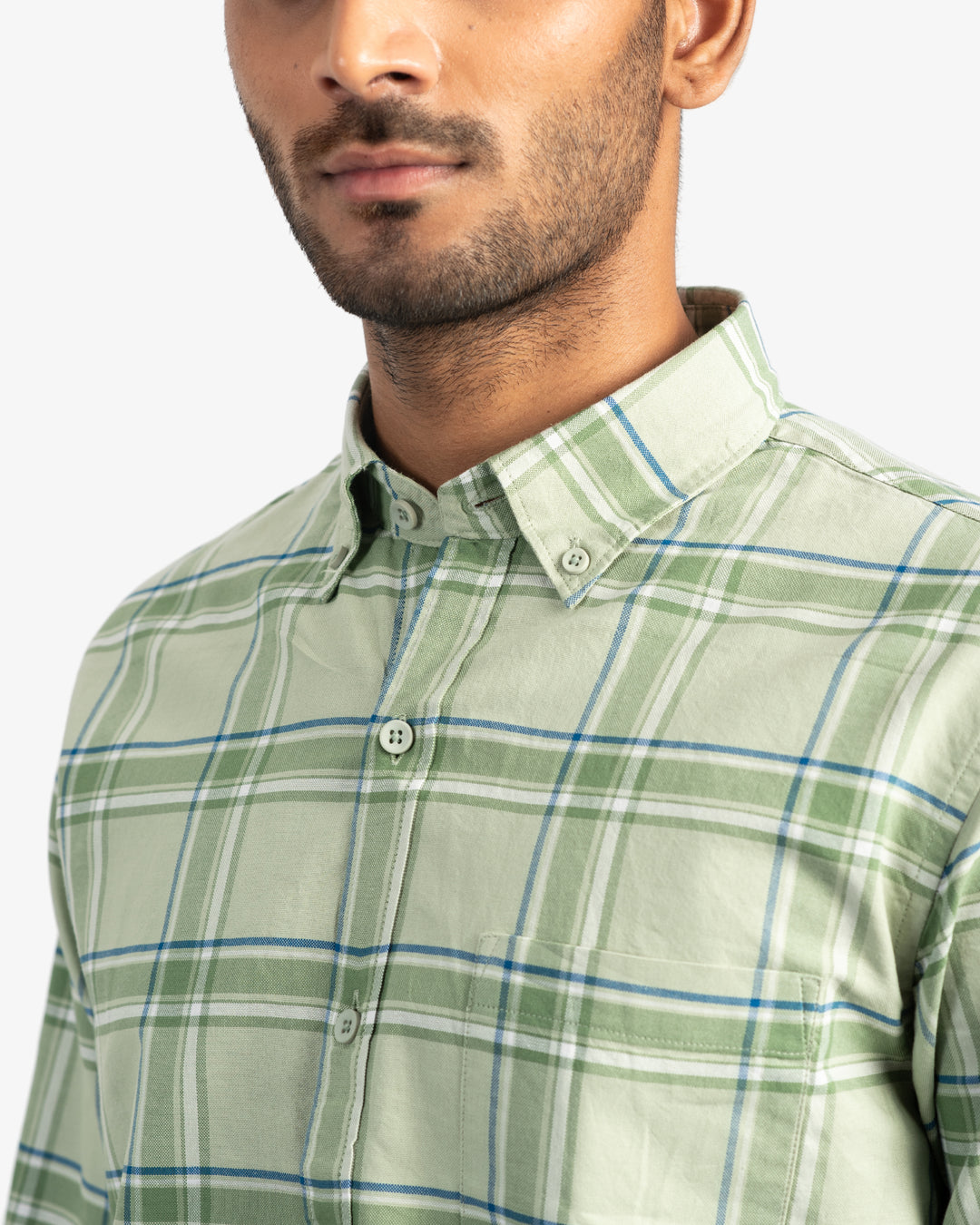 Classic Oxford Light Green Plaid Shirt