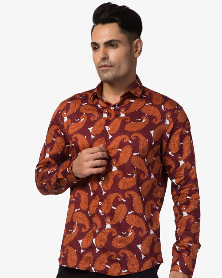 Super Pumped - Rust Paisley Print Shirt