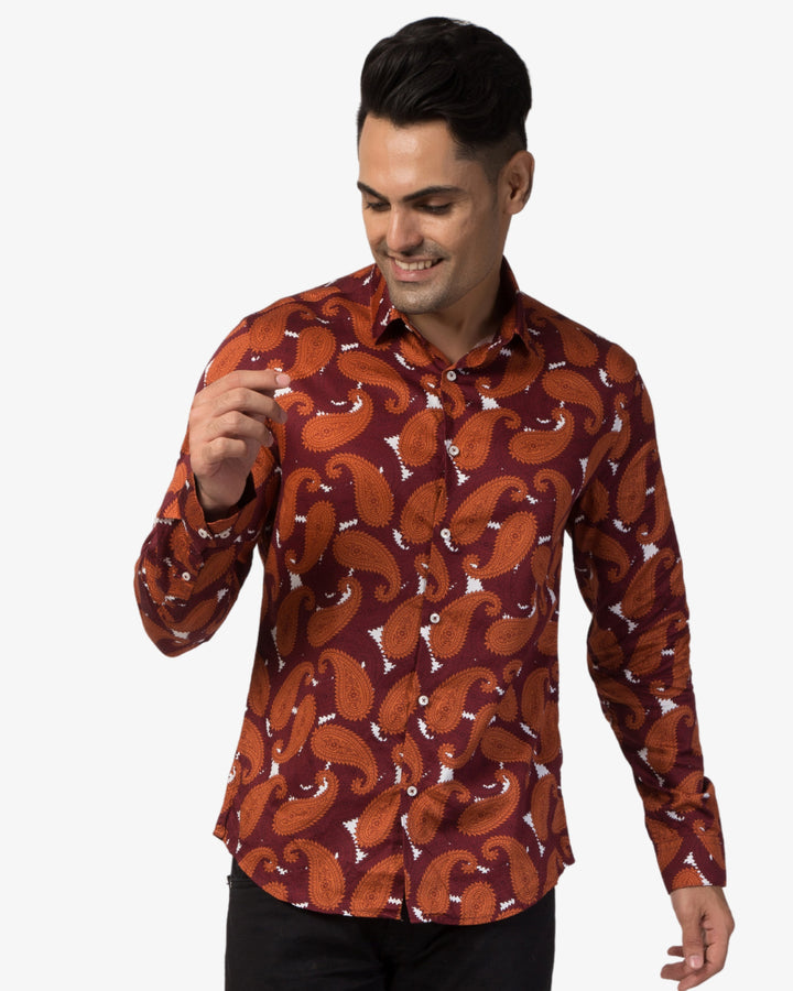 Super Pumped - Rust Paisley Print Shirt