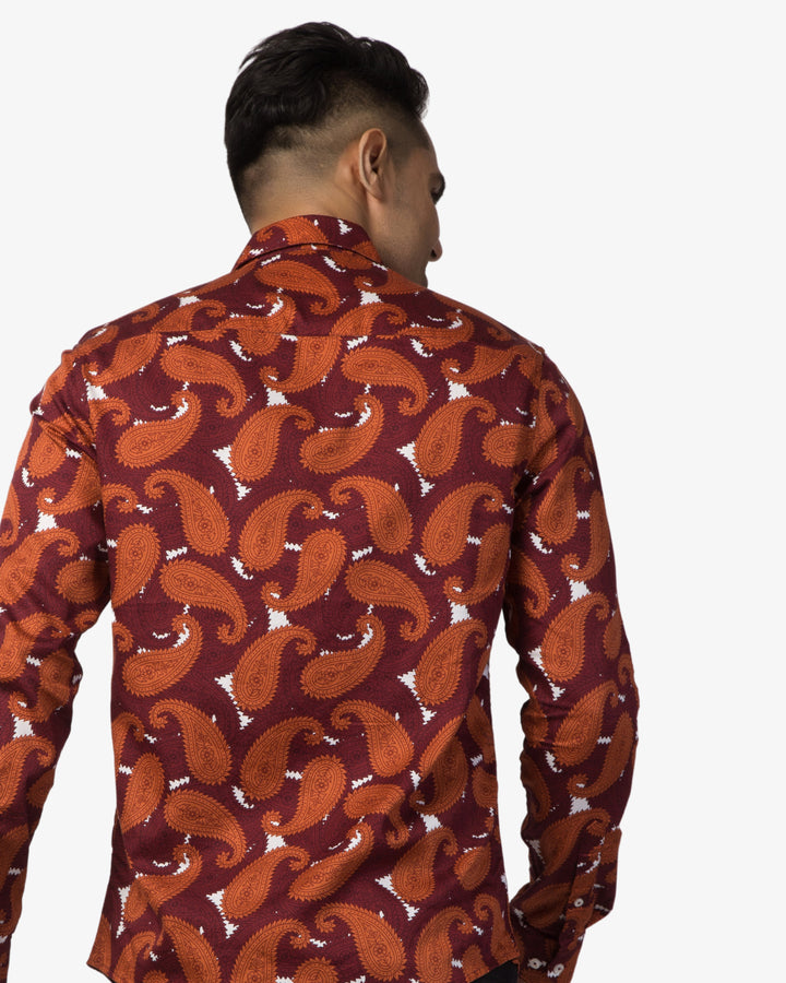 Super Pumped - Rust Paisley Print Shirt