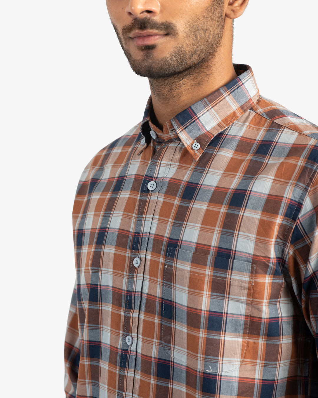 Classic Twill Rust Plaid Shirt