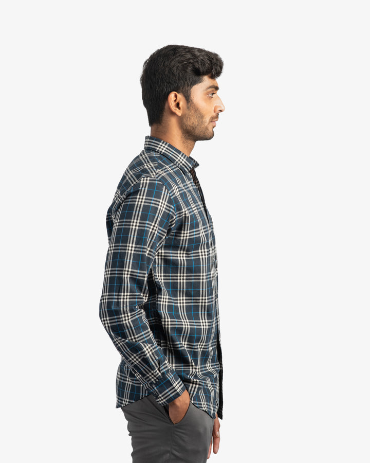 Classic Twill Navy Plaid Shirt