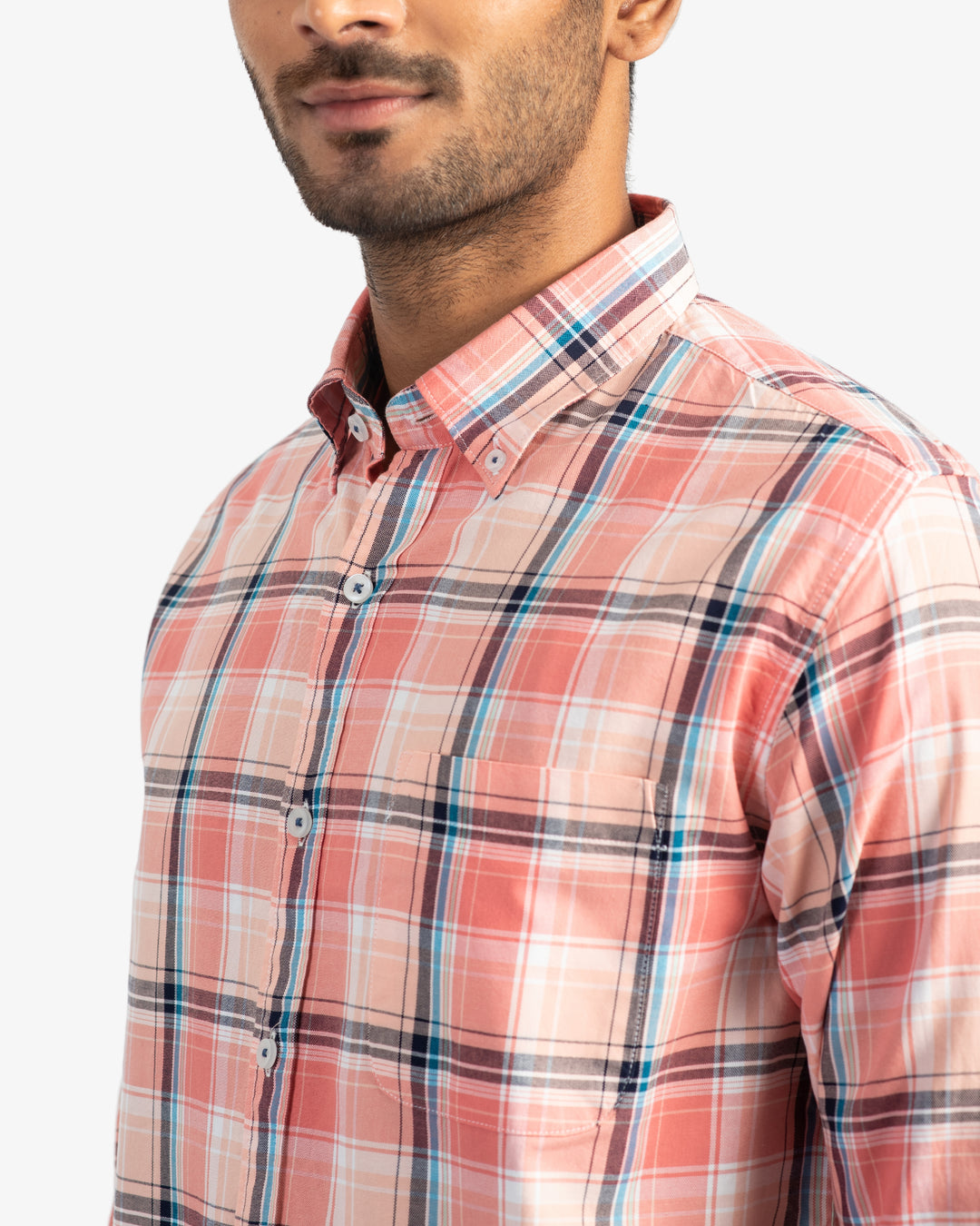 Classic Oxford Peach Plaid Shirt