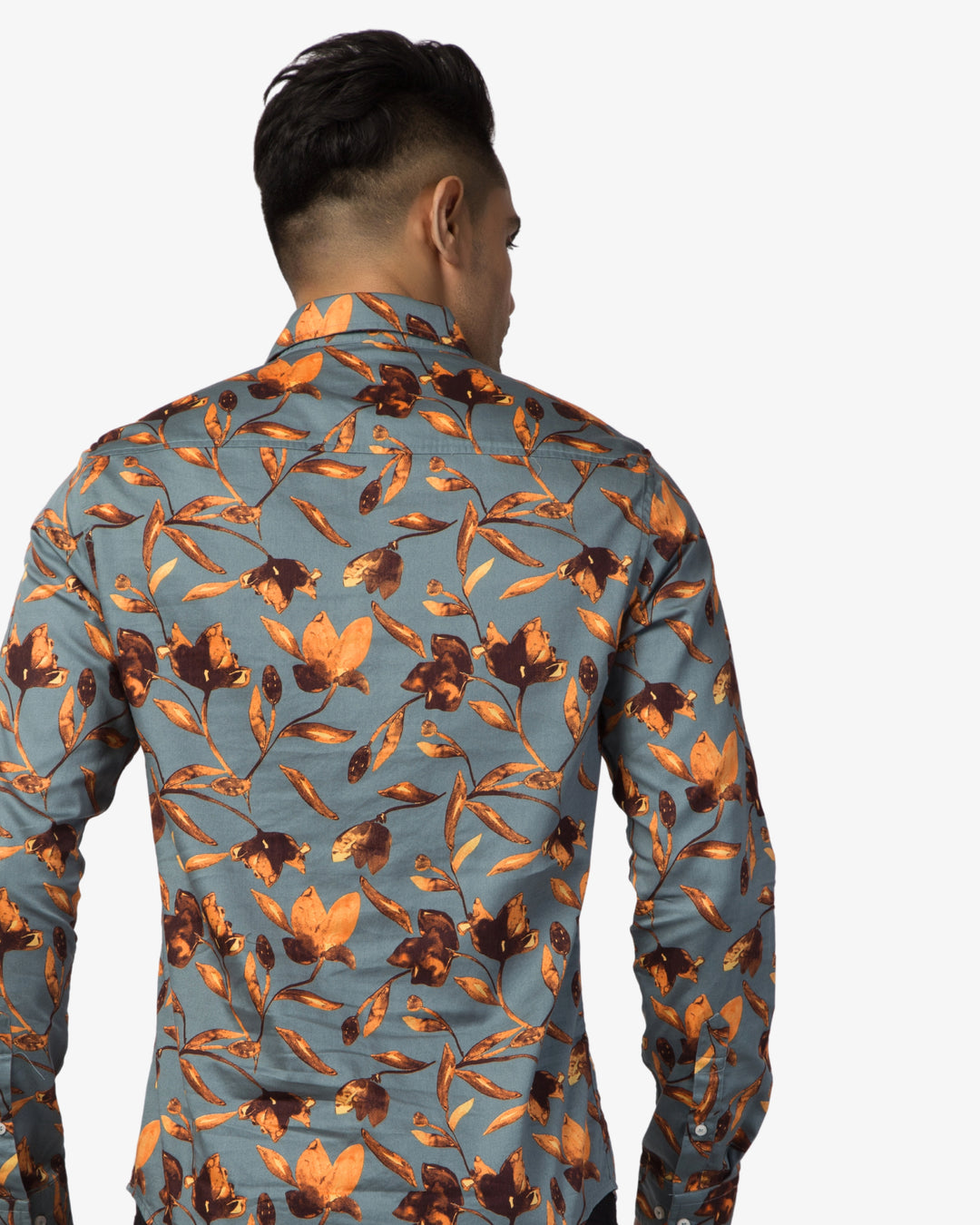 Super Pumped - Teal Autumn Leaf Print Shirt