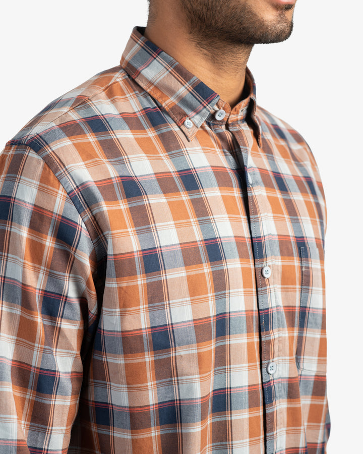 Classic Twill Rust Plaid Shirt