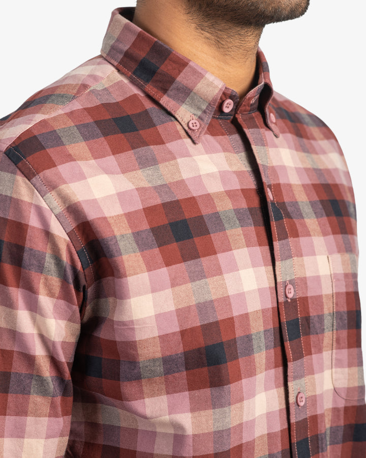 Classic Oxford Burgundy Plaid Shirt