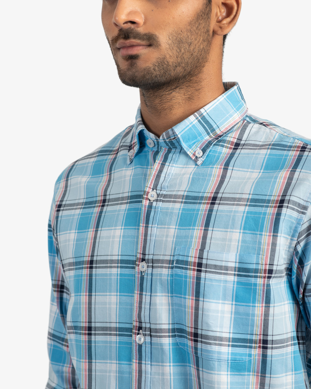 Classic Oxford Sky Blue Plaid Shirt