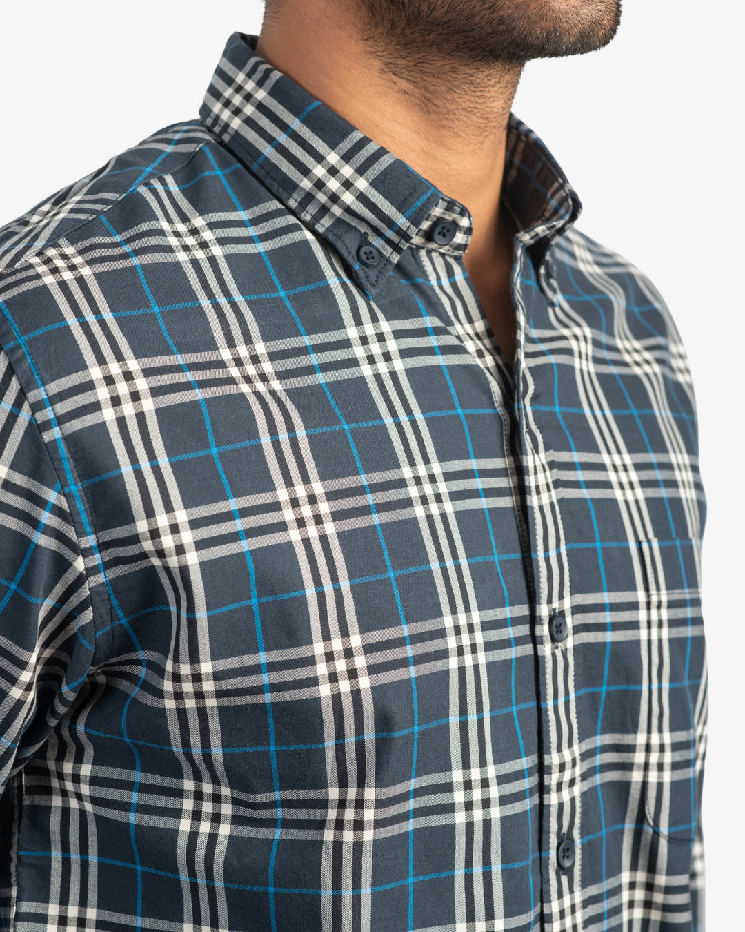 Classic Twill Navy Plaid Shirt