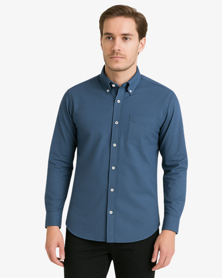 Oxford Button Down Polo Blue Shirt : Essential